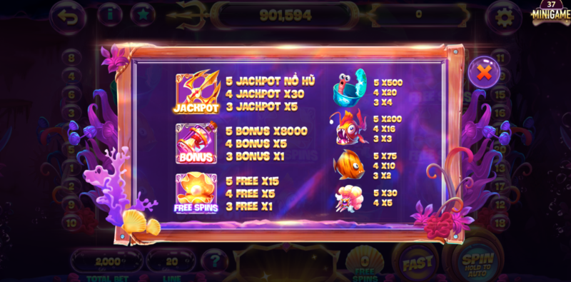 Hướng dẫn cách chơi nổ hũ Thủy Cung cơ bản